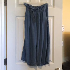 Girls Cropped Wide Leg Denim